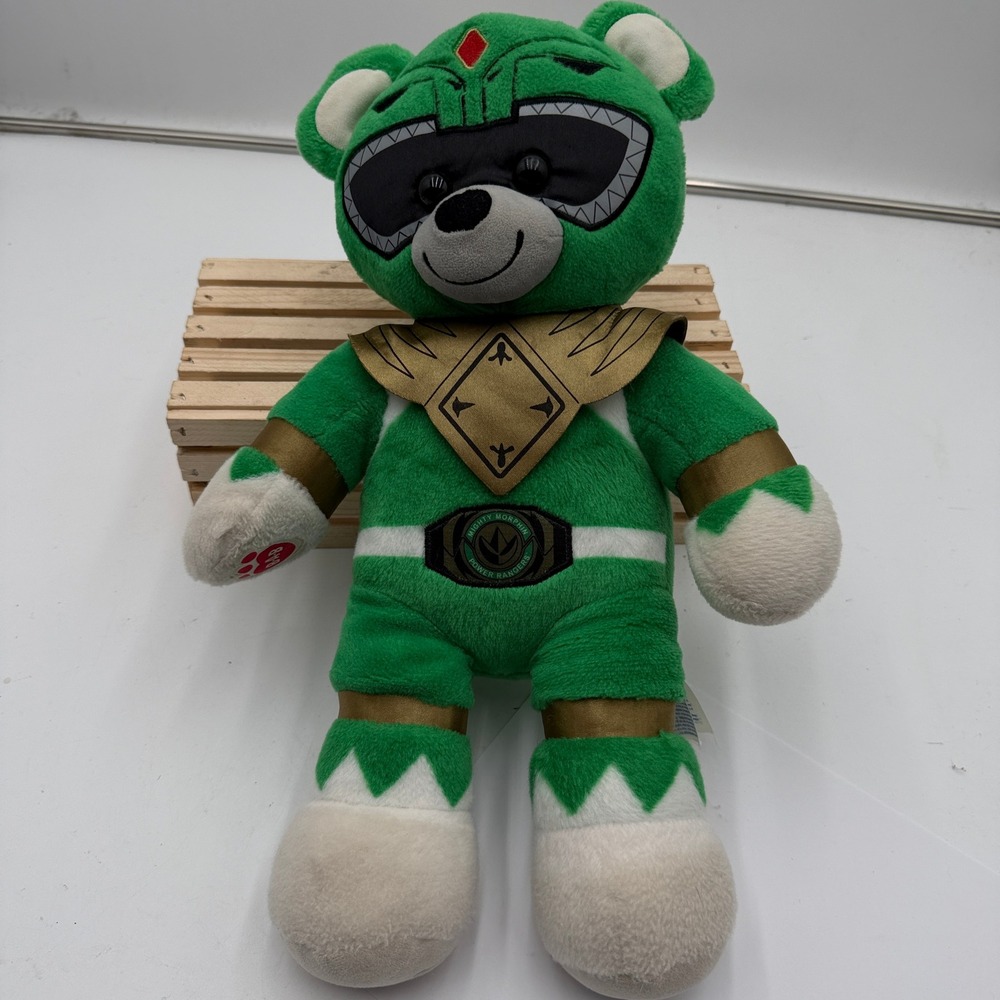 Build-A-Bear Plush Power Rangers 25th Anniversary Green Ranger 16in Bear Green